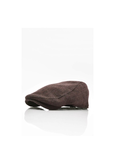 Külah Erkek Yün Şapka Heritage Kışlık Kasket Flat Cap-Koyu Kahve