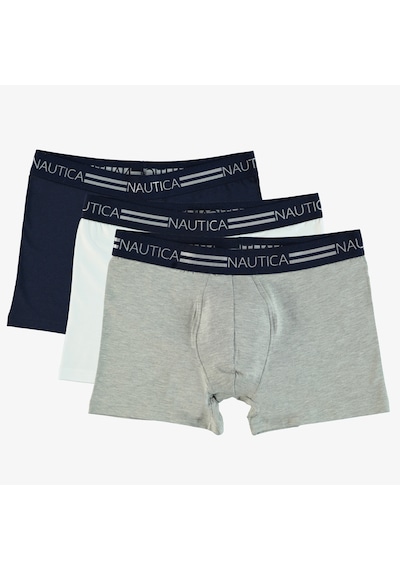 Nautica 3'lü Erkek Renkli Boxer Beyaz