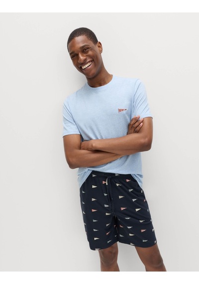 Marks & Spencer Desenli Pamuklu Pijama Takımı T07000079 Mavi Mix