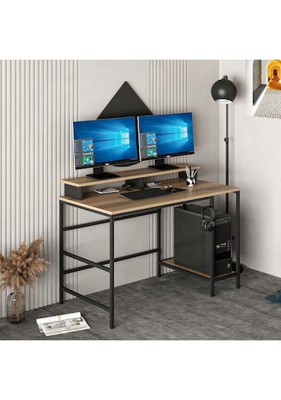 Minarmobilya Minar Greta Çalışma Masası Modül2 - Dore/Siyah Ceviz