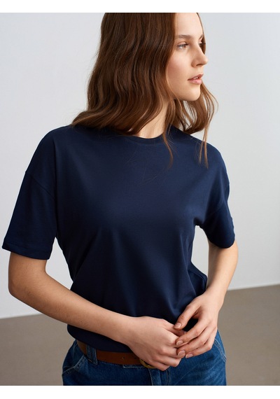 Dilvin 3683 Basic T-shirt-Koyu Lacivert