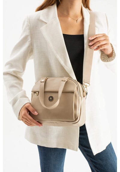 Sanmorris Kadın Suni Deri Ayarlanabilir Çapraz Askılı Smart Casual Omuz Ve El Çantası Kum