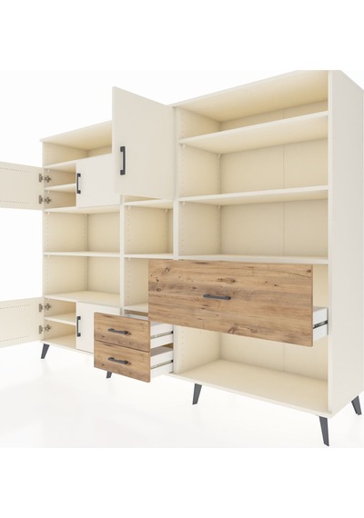Hyperion Dolap 13 Raflı 3 Çekmeceli 5 Kapaklı 220x44x163 Aytaşı-a Aytaşı-aytaşı/çam