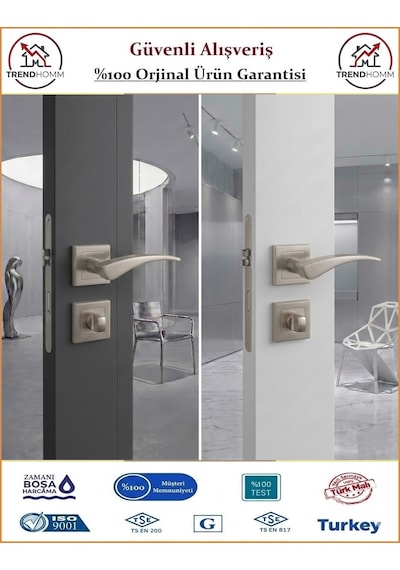 Çelebi Kartal Rozetli İç Kapı Kolu - Saten Nikel - Wc Banyo