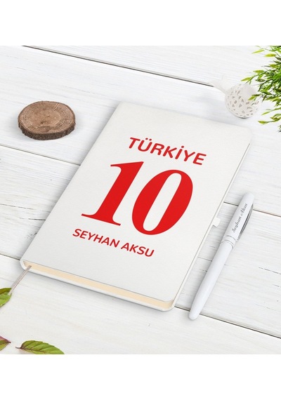 Kişiye Özel Isimli Forma Numaralı Beyaz Defter Kalem Seti-1