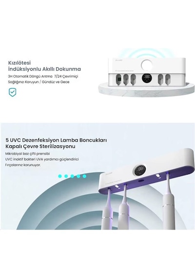 Pluzz X114 Diş Fırçası Tutacağı Ve Sensörlü Uv Sterilizatör Philips Led Teknolojisi Diğer