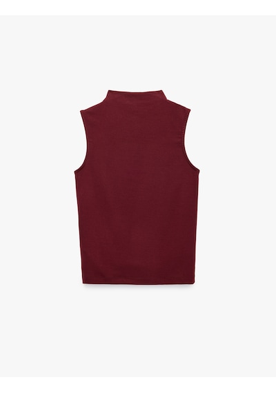 Koton Modal Kumaş Slim Fit Dik Yaka Kolsuz Tişört Bordo 7wak10090ek