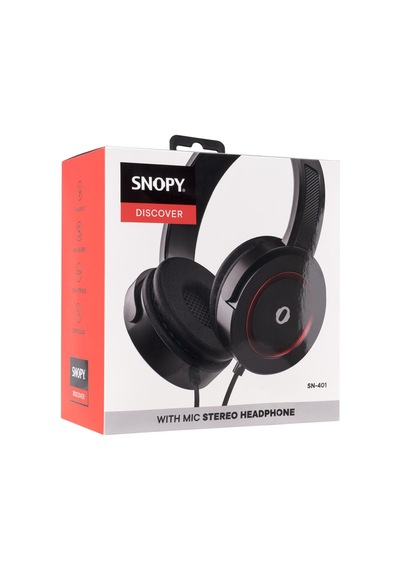 Snopy SN-401 DISCOVER Kırmızı Güçlendirilmiş Bass Etkili Mikrofonlu Kulaklık