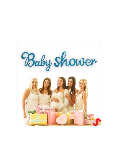 Baby Shower Simli Folyo Karton Banner, 90 Cm - Mavi Diğer