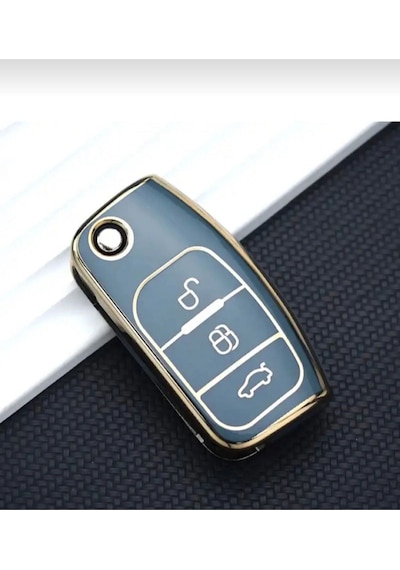 Lüx Ford Focus Fiesta Mondeo Cmax Courier Nano Anahtar Kılıfı Gri Gold Altın Renk