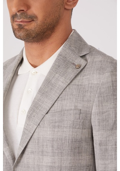 Dufy Gri Erkek Slim Fit Mono Yaka Ceket - 86413 Gri
