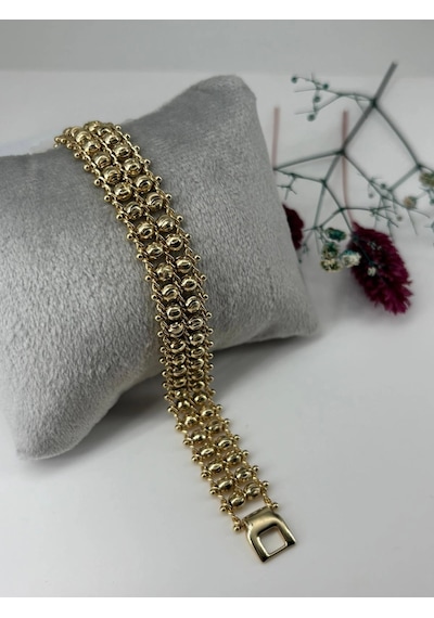 14 K Gold Pirinç Bileklikler 18 Cm - Kbl0306 Çok Renkli