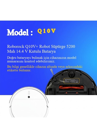 Roborock Q10v+ Robot Süpürge 5200 Mah 14.4 V Kutulu Batarya  Uyumlu Uzun Ömürlü, Yüksek Performans Pil