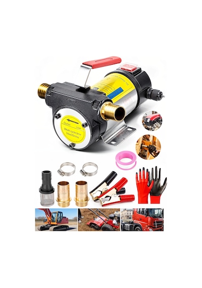 Premium 12v Aküden Turbo 2x Kendinden Emişli Yakıt Sıvı Yağ Mazot Aktarma Transfer Pompası 4200rpm