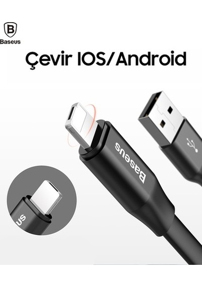 Baseus 2In1 Lightning/Micro Usb 2A Şarj Kablosu 1.2 Metre