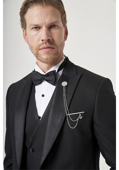İmza Siyah 6 Drop Slim Fit Esnek Yelekli Damatlık 1001260393