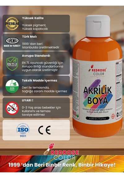 Red Rose Turuncu Akrilik Boya 250 G