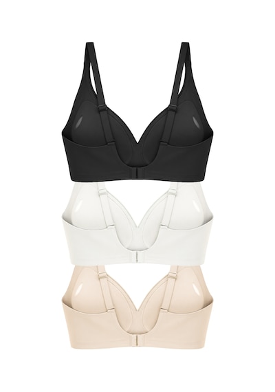 Cottonhill Seamless Bra - Slight Lazer Kesim Dikişsiz Dilim Detaylı Balensiz Kadın Sütyen 3'lü Paket Çok Renkli