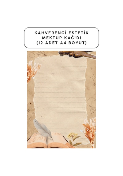 Kahverengi Estetik Mektup Kağıdı 12 Adet A4 Boyut