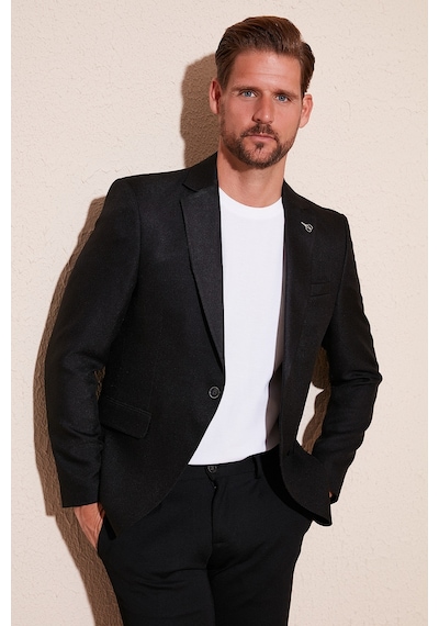 Buratti Slim Fit Tek Yırtmaçlı Düğmeli Blazer Erkek Ceket 2163763 Siyah Buratti Slim Fit Tek Yırtmaçlı Düğmeli Blazer Erkek Ceket 2163763 Siyah