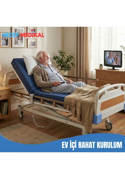 3 Motorlu Abs Tabanca Korkuluklu Hasta Karyolası