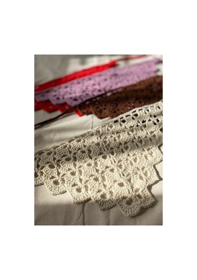 Krem Renkli Örgü Bandana, El Örüsü Bandana Krem Krem