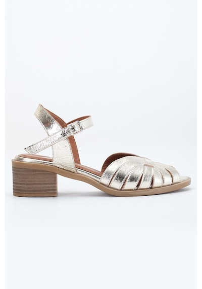 Analin Shoes Kadın Hakiki Deri Bilekten Bağlı Sandalet - Kahve Altın