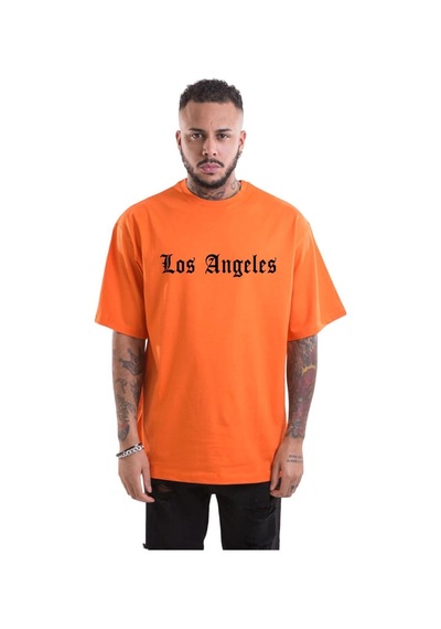 Los Angeles Baskılı Oversize T-shirt Turuncu
