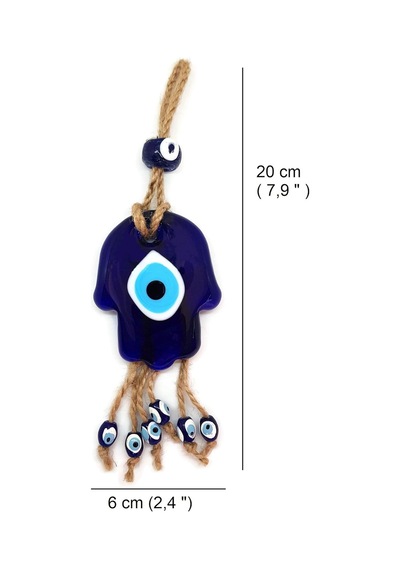 Cam Fatma Eli Nazarlıklı Halatlı Duvar Süsü 23x7cm