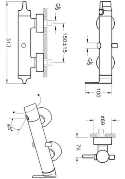 Artema Suit U Banyo Bataryası Krom A42488 Krom