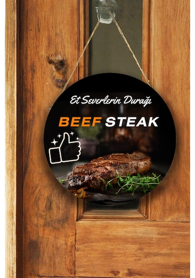 Steak Et Restoran İçin Duvar, Kapı, Tek Taraflı Askılı Pano Karşılama Tabelası, Et Dükkanı Süs Dekor, 30 X 50 Cm
