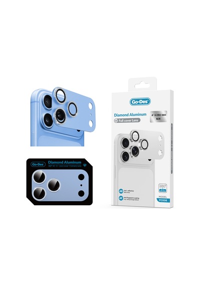 Apple iPhone Uyumlu 18 Pro Max Go Des Fc006 Diamond Titanyum Anti Reflective Kamera Lens Koruyucu Mavi-titanyum
