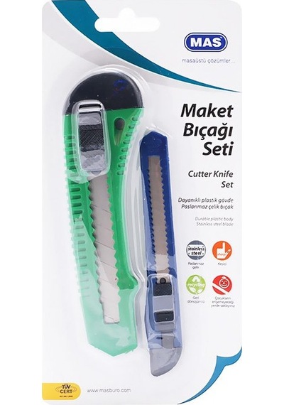 Mas 578 Geniş-dar Maket Bıçağı Seti 18mm-9mm Bilister