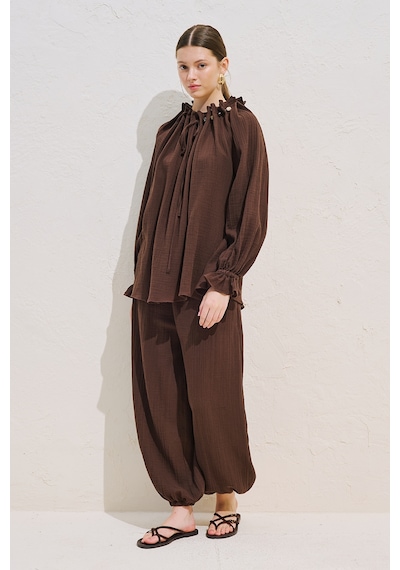 Manuka Müslin Balon Pantolon Tozlu Kahve Ss26pnt00049-459