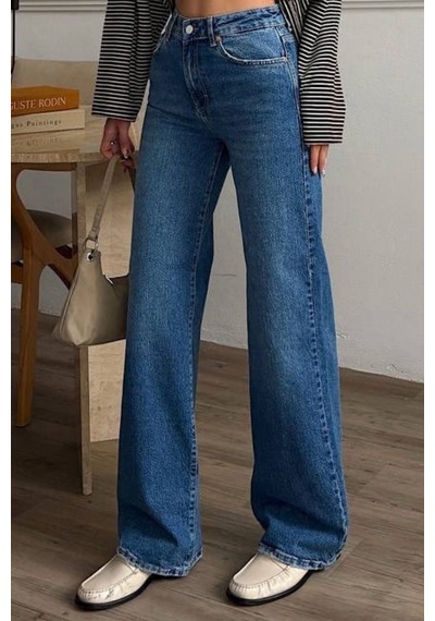 Balenbi Kadın Yüksek Bel Jean Yıkamalı Geniş Paça Palazzo Kot Pantolon 1239 - Premium Seri Orta Açık Mavi 2402 Balenbi Kadın Yüksek Bel Jean Yıkamalı Geniş Paça Palazzo Kot Pantolon 1239 - Premium Seri Orta Açık Mavi 2402