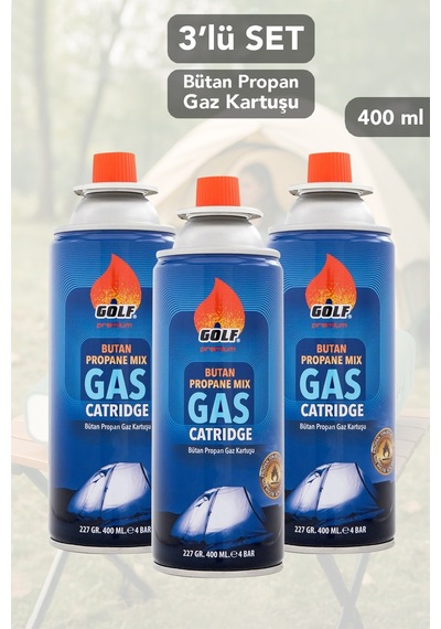 3 Adet Bütan Propan Gaz Kartuşu - Valfli Kartuş Kamp Ocağı Gazı 227 Gr Beyaz
