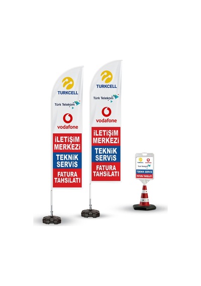 Teknik Servis.Fatura.İletişim Merkezi Temalı 2 Adet Yelken Bayra