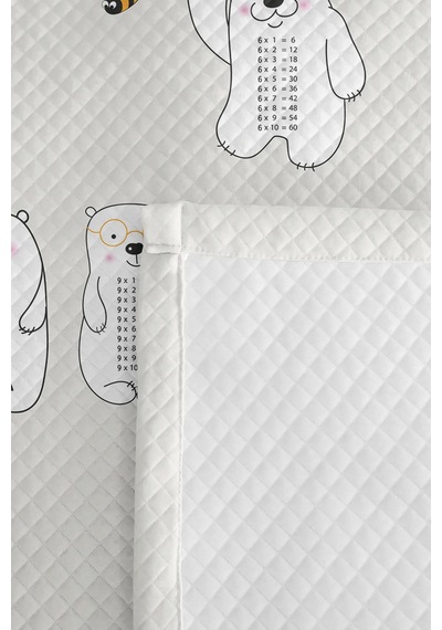 Evimde Bambaşka Ayıcık Çarpım Tablosu Eğitici Çocuk Odası Pike Takımı - Sarı Gri 160x220  CM Kapitone Yatak Örtüsü