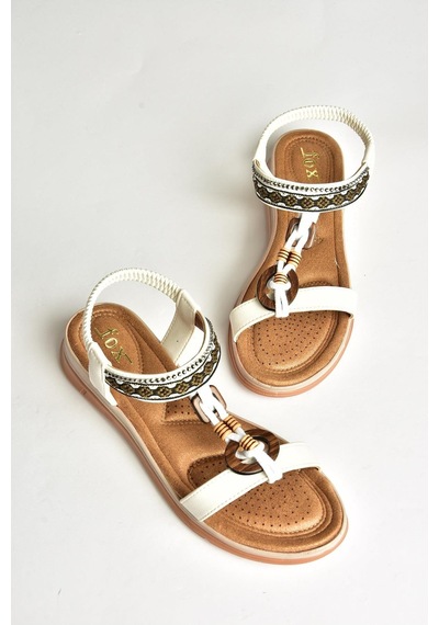 Fox Shoes U258616809 Beyaz Kadın Sandalet Beyaz-suni Deri Beyaz