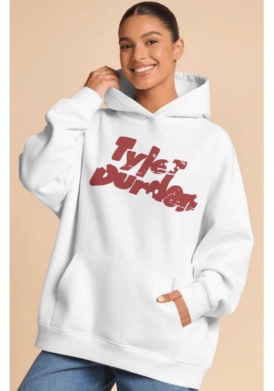 Sevbano Tasarım Fight Club Tyler Durden Film Sırt Baskılı Unisex Oversize beyaz
