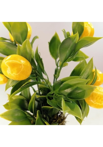 Yapay Ahşap Kütük Saksılı Limon Dekoratif Hediye Lm100