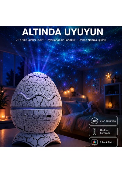 Yumurta Görünümlü Masa Ve Gece Lambası Renk Değiştirebilen Projektör Renkli 78766056