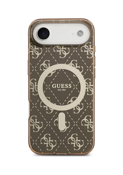 Apple Uyumlu iPhone 17 Air  Kılıf Guess Lisanslı M-safeli Iml Baskılı Klasik Logolu 4g Desenli Kahverengi Kahverengi