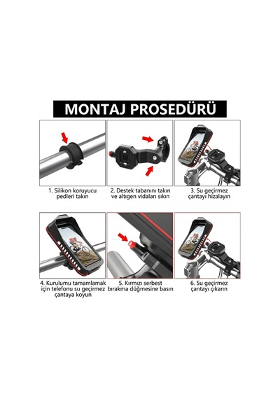 Su Geçirmez Motosiklet, Bisiklet Ve Scooter Telefon Tutucu 360 Döner Stand Çok Renkli