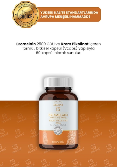 Erbatab Bromelain & Krom Pikolinat 60 Kapsül