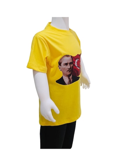 Kostüm Sarayı Ay Yıldızlı Atatürk Baskılı Sarı Tişört Sarı