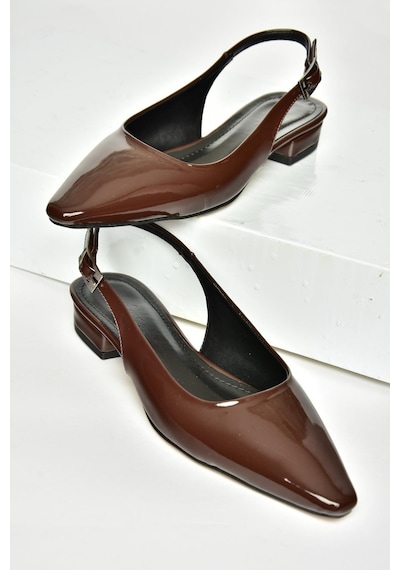 Fox Shoes U404602208 Kahverengi Rugan Alçak Topuklu Kadın Ayakkabı Kahverengi