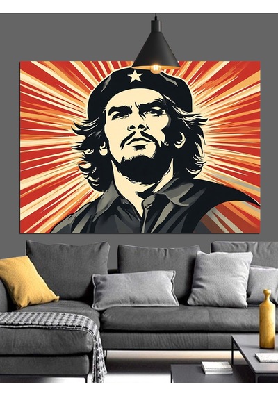 Che Guevara Siyah Portresi Dekoratif Kanvas - Mdf Ahşap Tablo