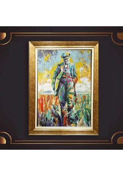 Altın Varaklı Çerçeveli Paspartulu Atatürk Tablo Hk1926