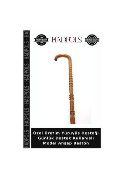 Hadpols Özel Üretim Yürüyüş Desteği Günlük Destek Kullanışlı Model Ahşap Baston Kahverengi